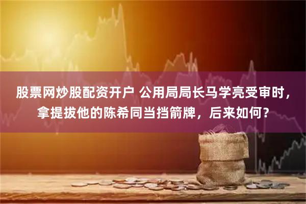 股票网炒股配资开户 公用局局长马学亮受审时，拿提拔他的陈希同当挡箭牌，后来如何？